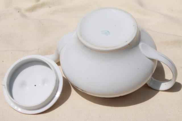 photo of vintage bluebird china tea pot, hand painted Nippon porcelain teapot w/ blue birds #9