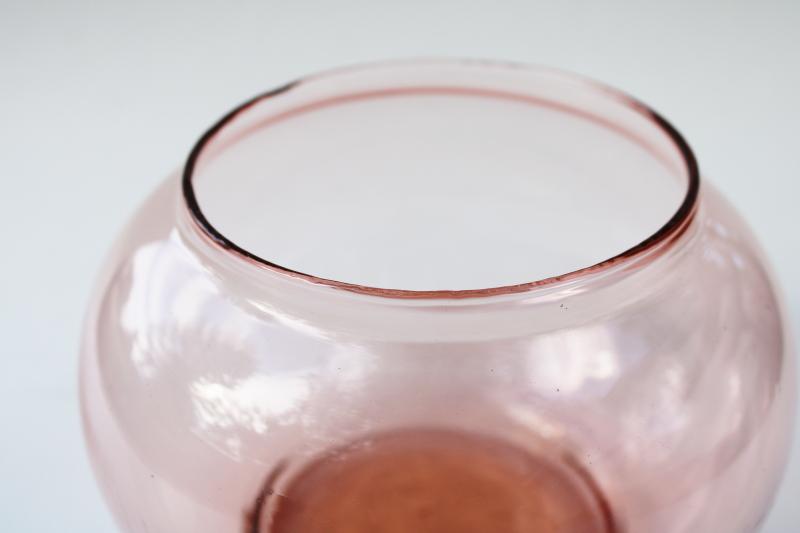 photo of vintage blush pink glass apothecary jar or candy dish, mod genie bottle shape #5