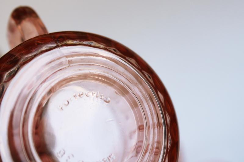 photo of vintage blush pink glass mugs or coffee cups, Radiance pattern Forte Crisa glassware #3