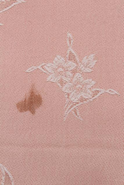 photo of vintage blush pink satin damask bedspread, french country style jacquard fabric #7