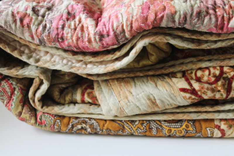 photo of vintage bohemian style paisley floral cotton patchwork quilt, new in package full queen bedspread  #2