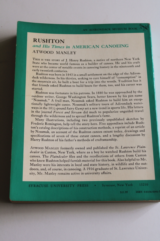 photo of vintage book Adirondack Museum Rushton and his canoes, history and building wood boats  #2