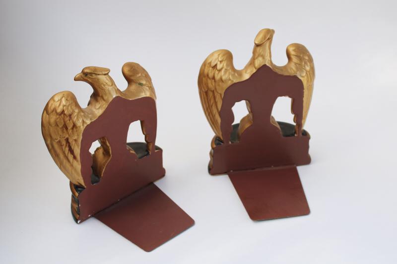 photo of vintage bookends, black & gold early American colonial style Federal eagles #2