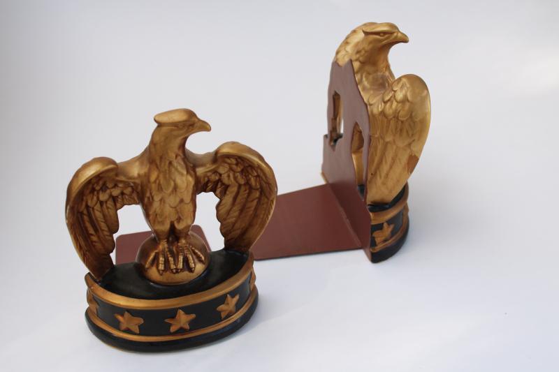 photo of vintage bookends, black & gold early American colonial style Federal eagles #5