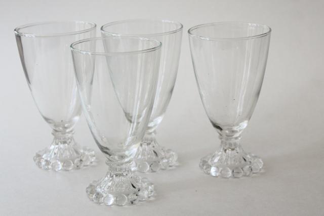 photo of vintage boopie beaded edge pattern crystal clear footed tumblers, water or wine glasses #1