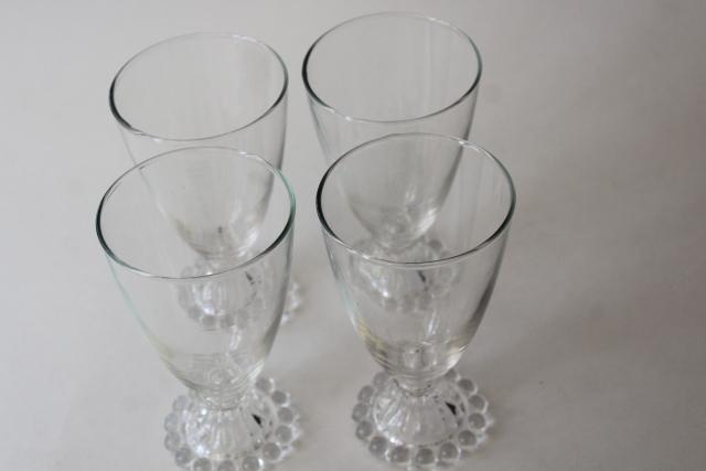 photo of vintage boopie beaded edge pattern crystal clear footed tumblers, water or wine glasses #3