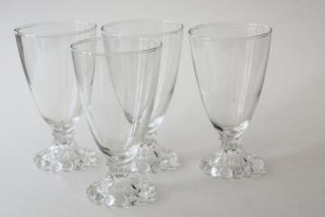 catalog photo of vintage boopie beaded edge pattern crystal clear footed tumblers, water or wine glasses