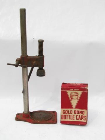 photo of vintage bottle capper w/ old new stock bottlecaps (#3) #1