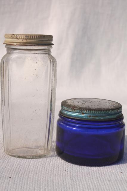 photo of vintage bottles & jars - blue, green, amber, milk glass old medicine bottle lot #6