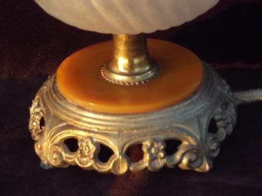 photo of vintage boudoir lamp, 30s deco butterscotch bakelite and frosted glass #2