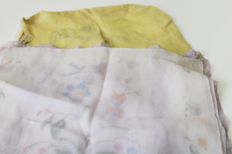 photo of vintage boudoir pillow covers w/ hand stitched embroidery, sheer cotton organdy w/ ruffles #9