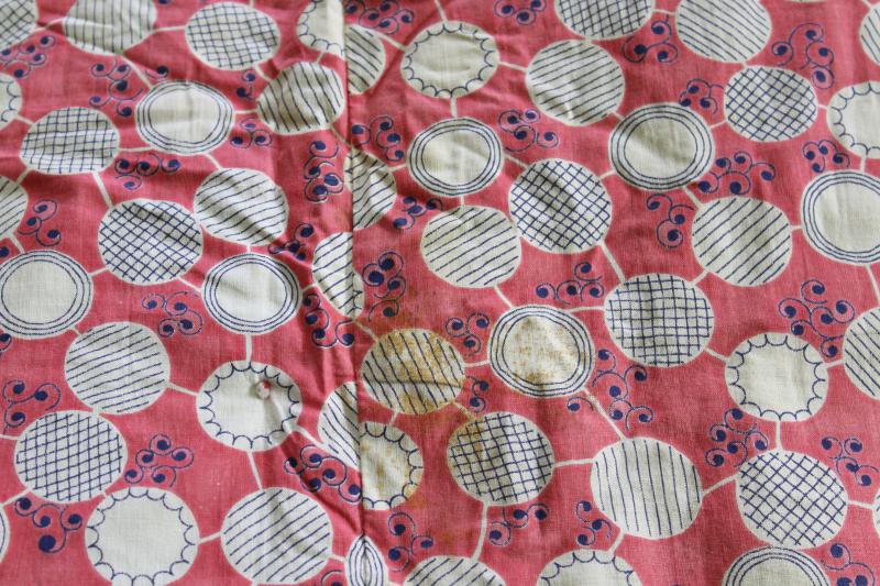 photo of vintage bow tie patchwork quilt reversible to blue flowered feedsack fabric #5