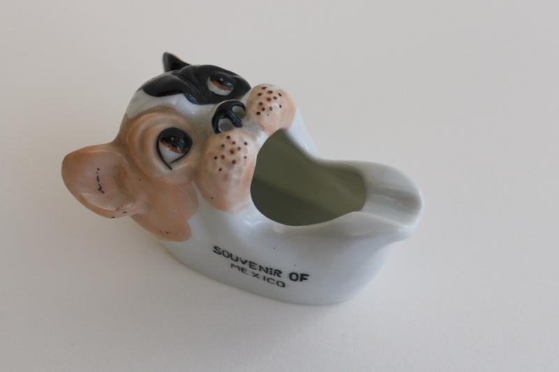 photo of vintage boxer dog figural ashtray w/ open mouth made in Japan china Mexico souvenir #1