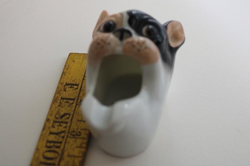 photo of vintage boxer dog figural ashtray w/ open mouth made in Japan china Mexico souvenir #7