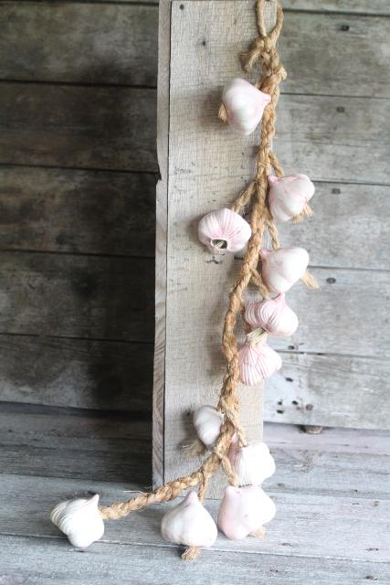 photo of vintage braid of ceramic garlic bulbs, french country kitchen decor or anti vampire Halloween! #4