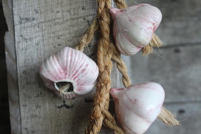 photo of vintage braid of ceramic garlic bulbs, french country kitchen decor or anti vampire Halloween! #6