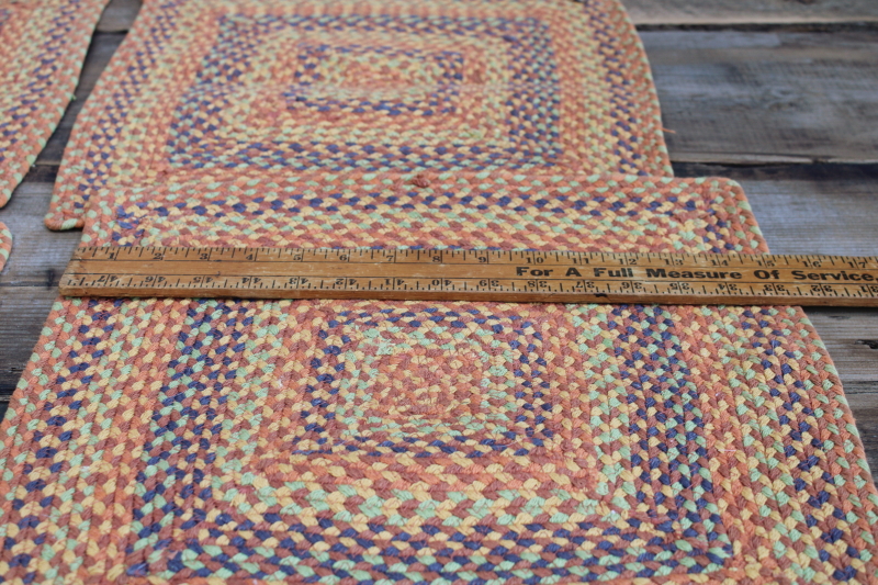 photo of vintage braided cotton placemats, set of 4 square place mats harvest colors primitive country style #2