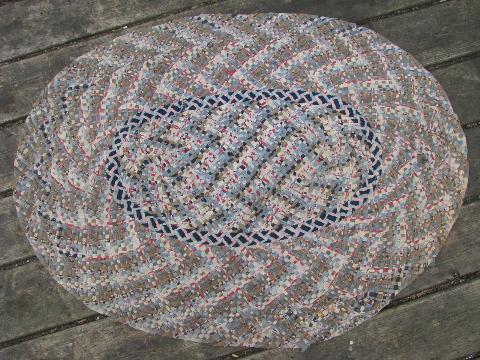 photo of vintage braided cotton rag rug, throw rug or door mat for kitchen or porch #1