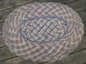 catalog photo of vintage braided cotton rag rug, throw rug or door mat for kitchen or porch