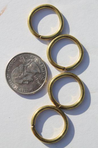 photo of vintage brass O ring, 800+ brass plated steel o-rings 3/4'' dia new old stock lot #3