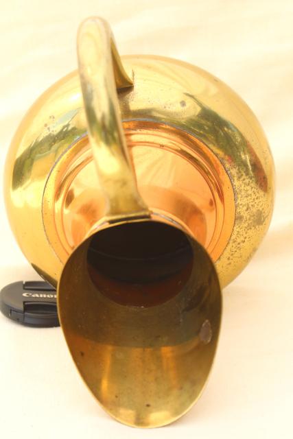 photo of vintage brass and copper pitcher, rustic English brass water jug or vase #5