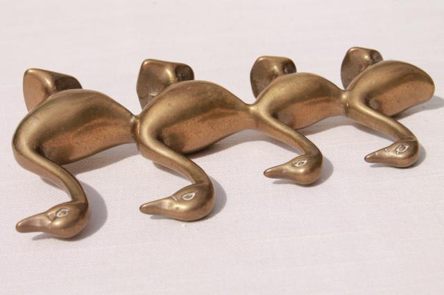 photo of vintage brass animals, collection of geese or duck bird figurines, heavy solid brass #7