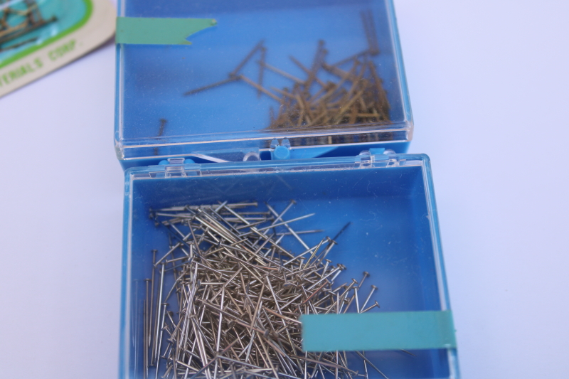 photo of vintage brass beading sequin pins, new old old stock craft supplies for making beaded ornaments  #5