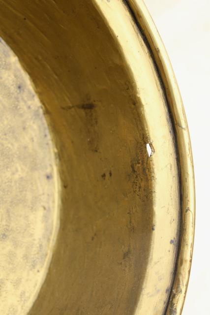 photo of vintage brass bed warmer, large solid brass pan for hot coals or roasting chestnuts #2