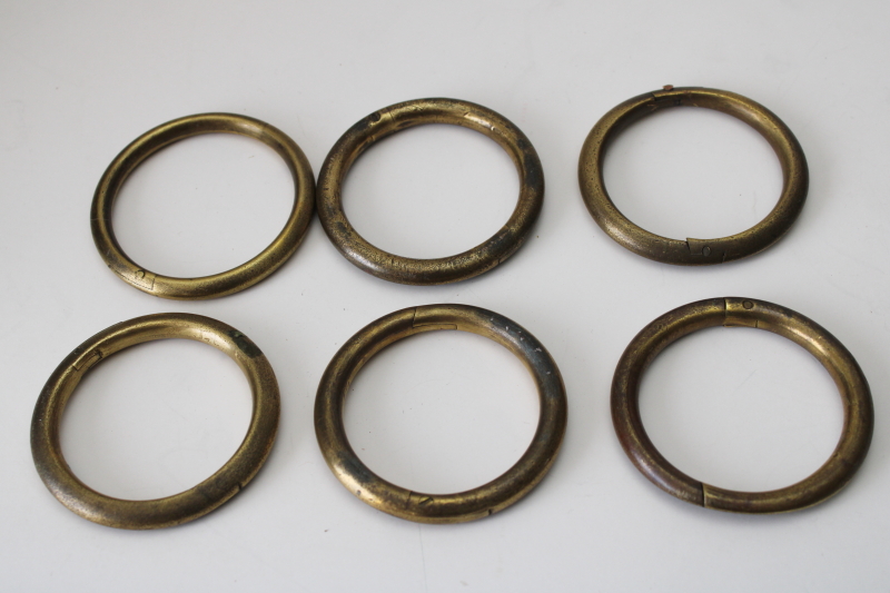 photo of vintage brass bull rings, bull nose ring lot of six, heavy solid brass rings  #1