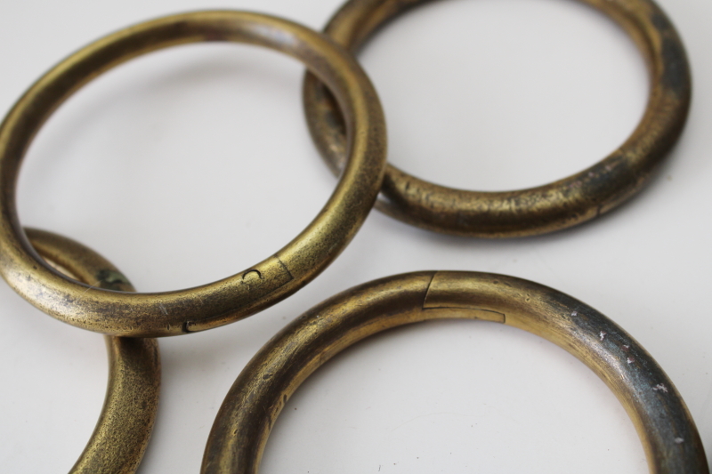 photo of vintage brass bull rings, bull nose ring lot of six, heavy solid brass rings #3