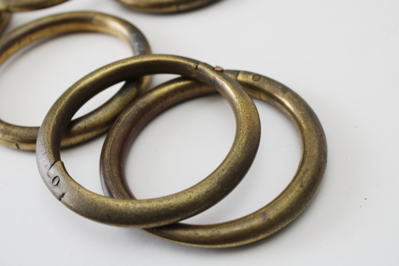 photo of vintage brass bull rings, bull nose ring lot of six, heavy solid brass rings #4