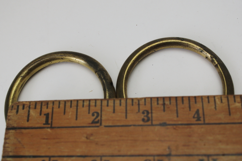 photo of vintage brass bull rings, smaller size heavy solid brass rings w/ tarnished patina #2
