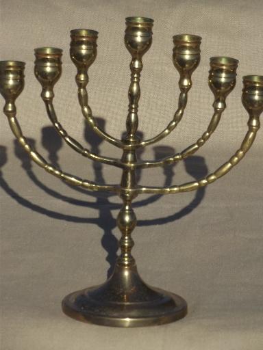 photo of vintage brass candelabra, solid brass candle stick w/ branching arms #1