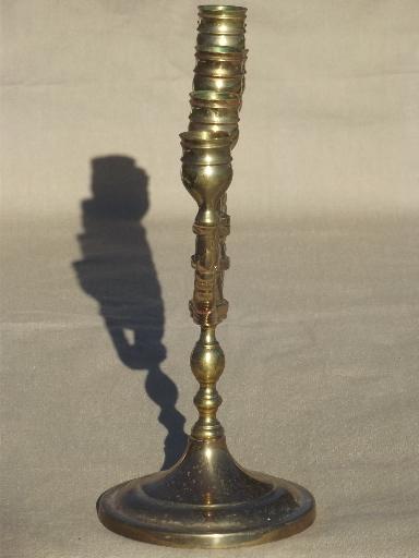 photo of vintage brass candelabra, solid brass candle stick w/ branching arms #2