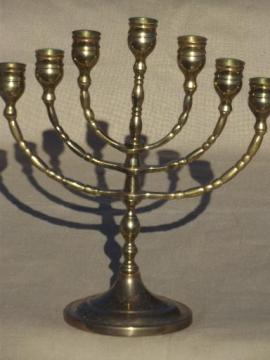 catalog photo of vintage brass candelabra, solid brass candle stick w/ branching arms