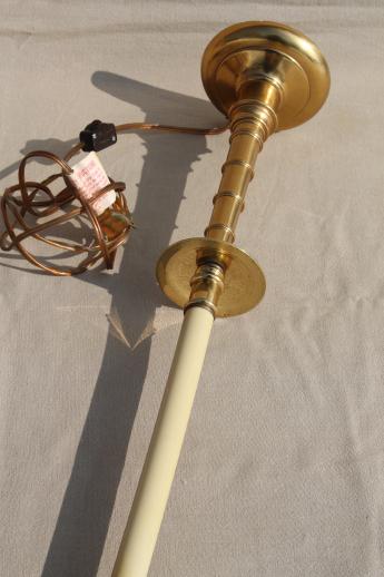 photo of vintage brass candlestick lamp, colonial bamboo desk or table lamp w/ candle stick bas #4