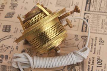 catalog photo of vintage brass conversion kit  for kerosene lamp to electricity ABCO Rochester