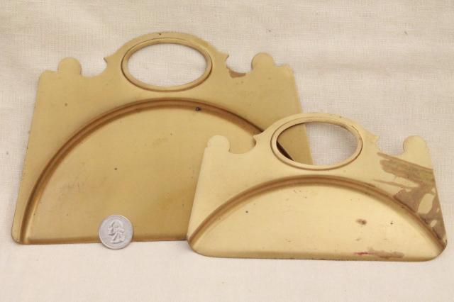 photo of vintage brass crumb pans, art deco style silent butler table crumb trays #5