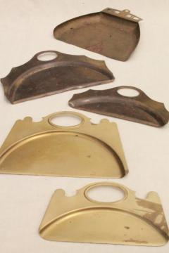 catalog photo of vintage brass crumb pans, art deco style silent butler table crumb trays