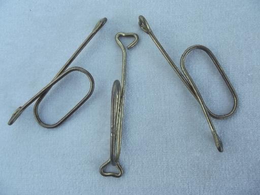 photo of vintage brass curtain hardware, heart shaped solid brass cafe curtain hooks #3