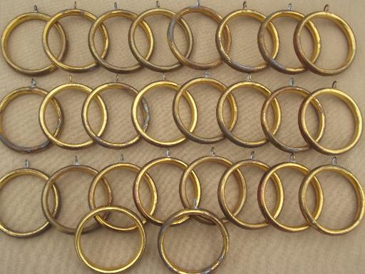 photo of vintage brass curtain rings, 60s 70s retro big round curtain rings lot #2