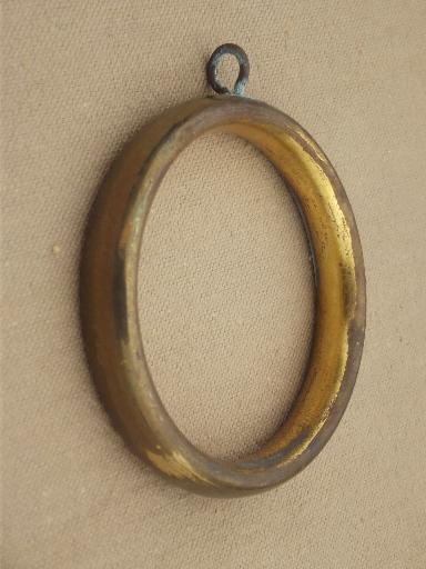 photo of vintage brass curtain rings, 60s 70s retro big round curtain rings lot #4