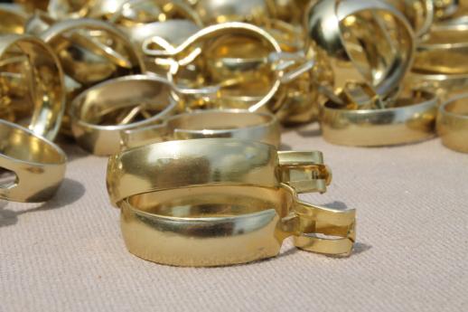 photo of vintage brass curtain rings, lot of 100 curtain clips for cafe curtains #3