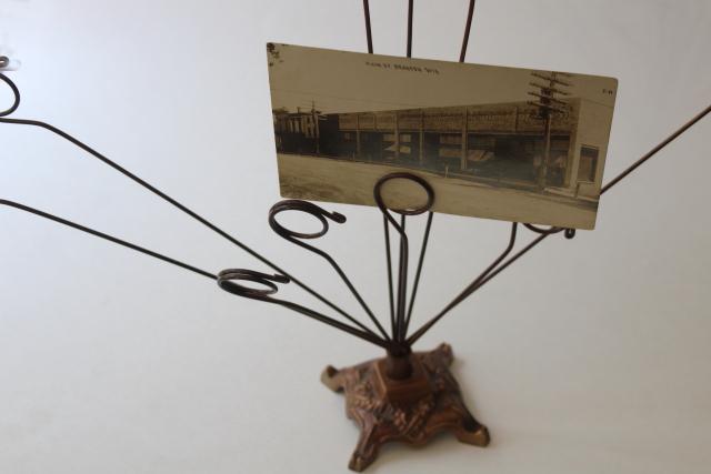 photo of vintage brass desk memo or photo holder, display rack for pictures or business cards #2