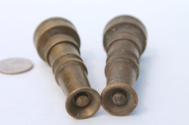 photo of vintage brass garden hose nozzles, solid brass w/ primitive old patina #6