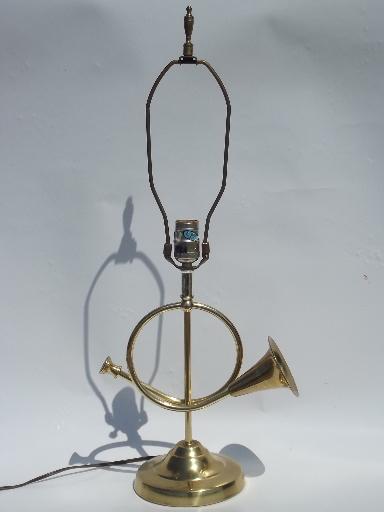 photo of vintage brass horn piano lamp, music room table lamp or desk light #1