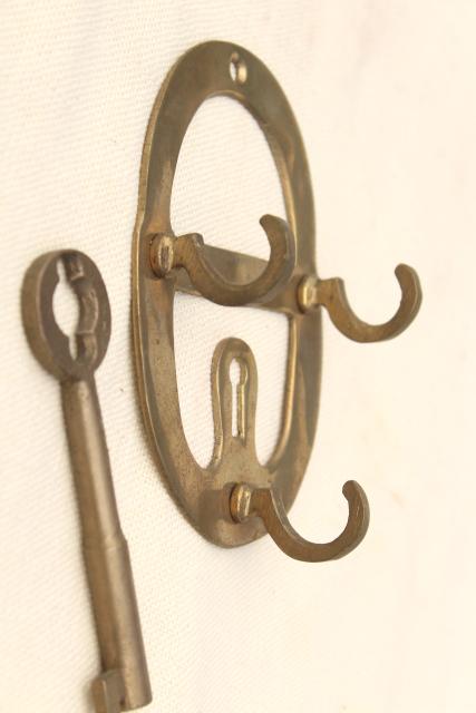 photo of vintage brass key hooks & brass mail sorter letter holder - entryway organizers #7