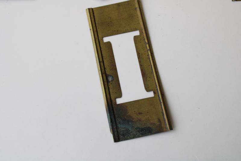 photo of vintage brass letter stencils, sign & box lettering full alphabet interlocking  #4