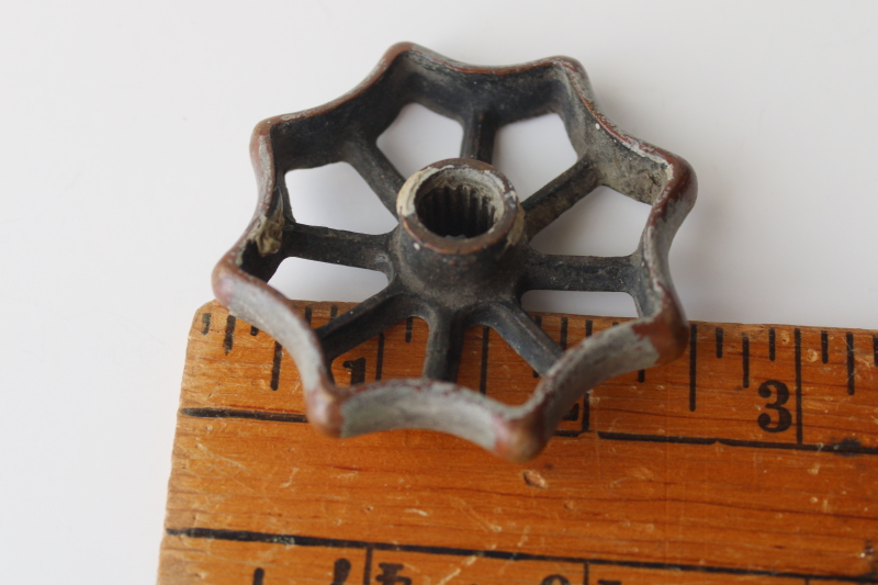 photo of vintage brass or bronze valve tap handle wheel w/ lovely old rubbed patina  #3