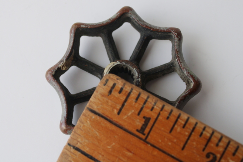 photo of vintage brass or bronze valve tap handle wheel w/ lovely old rubbed patina  #4